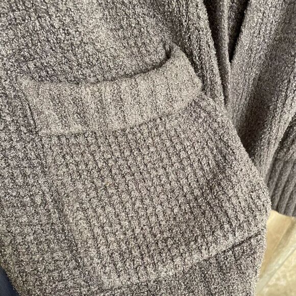 Barefoot Dreams Ash Dark Gray Waffle Knit CozyChic Lite Long Weekend Cardigan XL - Picture 4 of 10